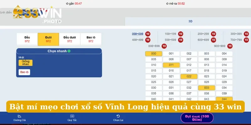 Bật mí mẹo chơi xổ số Vĩnh Long hiệu quả cùng 33 win