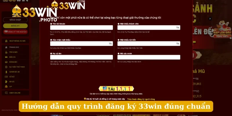 Hướng dẫn quy trình đăng ký 33win đúng chuẩn