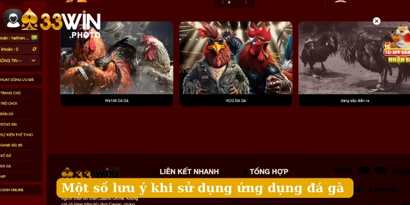 Một số lưu ý khi sử dụng ứng dụng đá gà