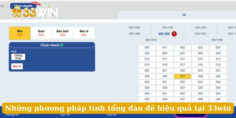 Những phương pháp tính tổng dàn đề hiệu quả tại 33win
